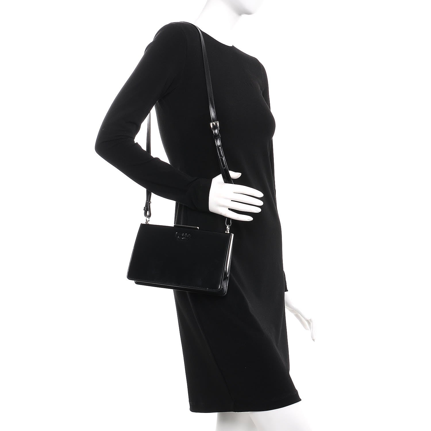 Prada Spazzolato Envelope Crossbody Clutch Nero Black 2 of 9