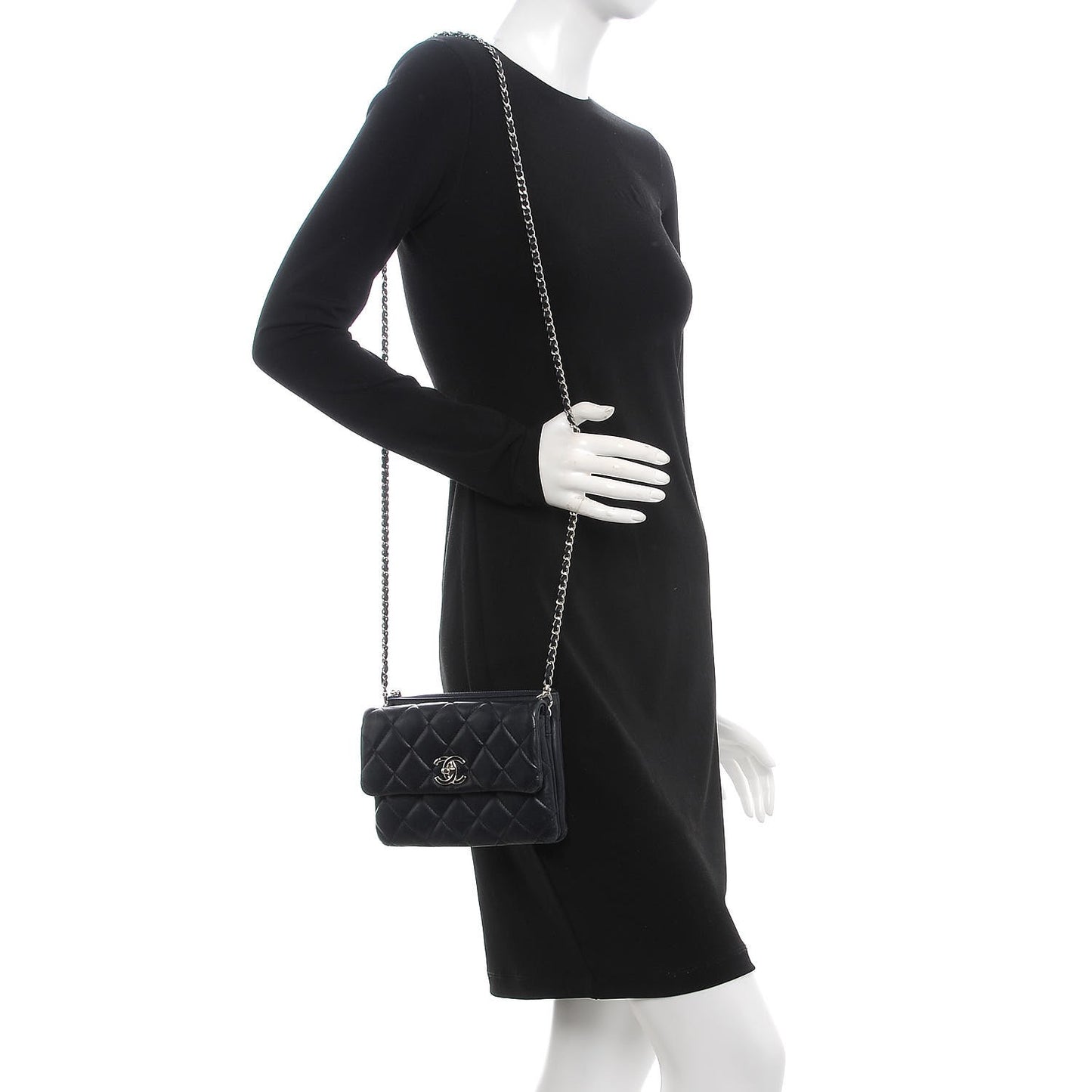 Lambskin Quilted Daily Zippy Crossbody Navy