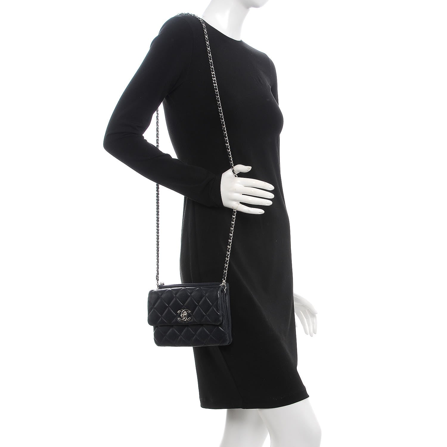 Chanel Lambskin Quilted Daily Zippy Crossbody Navy 2 of 9