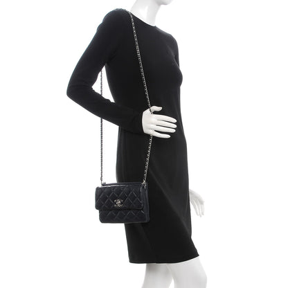 Chanel Lambskin Quilted Daily Zippy Crossbody Navy 2 of 9