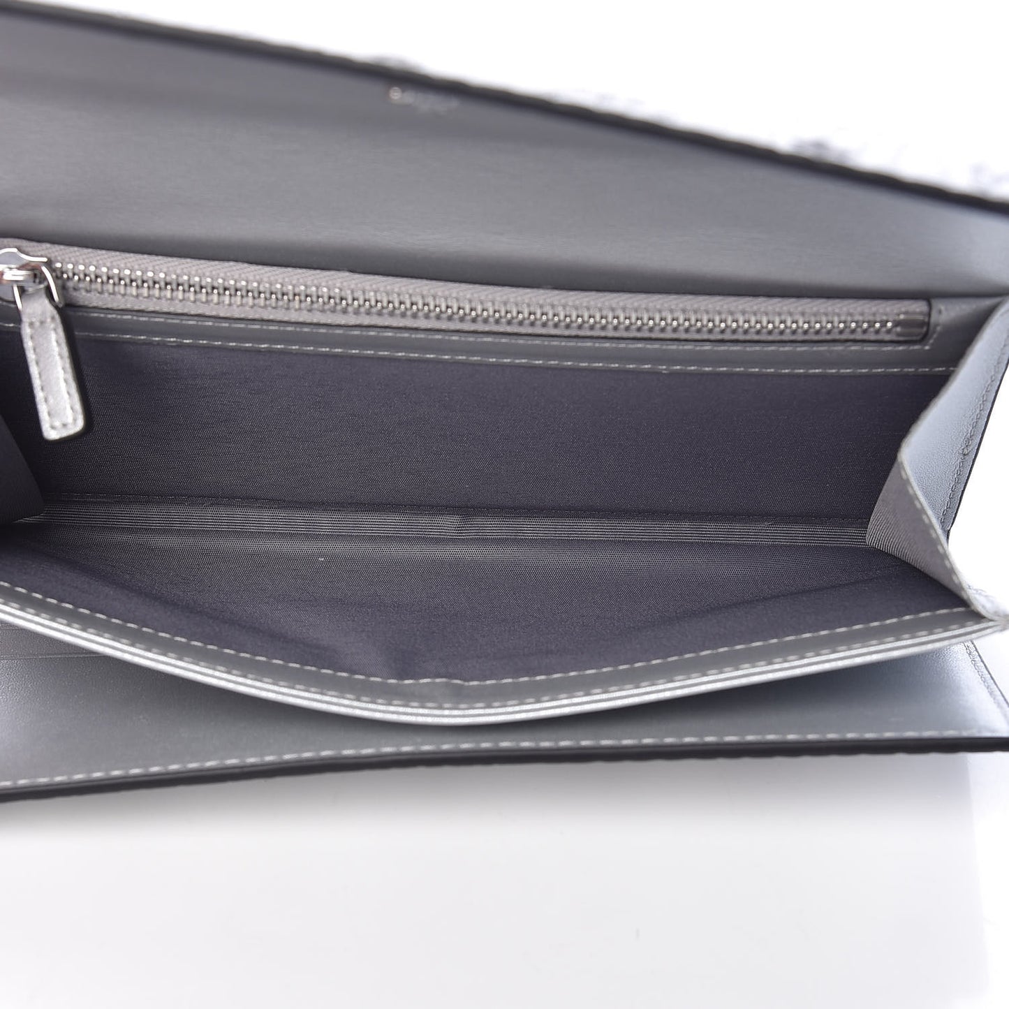 Metallic Visetos Large Tri-Fold Flap Wallet Berlin Silver