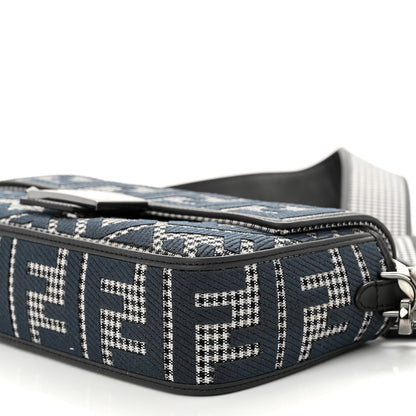 Fendi Wool Vitello King Houndstooth FF Embroidered Baguette Grigio Anthracite 9 of 9