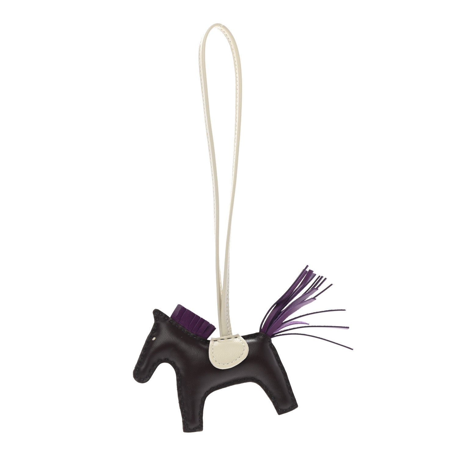Hermes Milo Lambskin Grigri Rodeo Horse Bag Charm PM Rouge Sellier Craie Violet 1 of 4