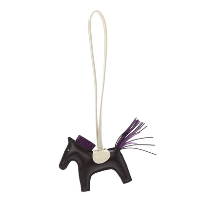Hermes Milo Lambskin Grigri Rodeo Horse Bag Charm PM Rouge Sellier Craie Violet 1 of 4