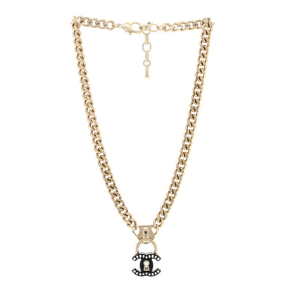Chanel Crystal Crystal CC Lock Short Necklace Gold 2 of 4