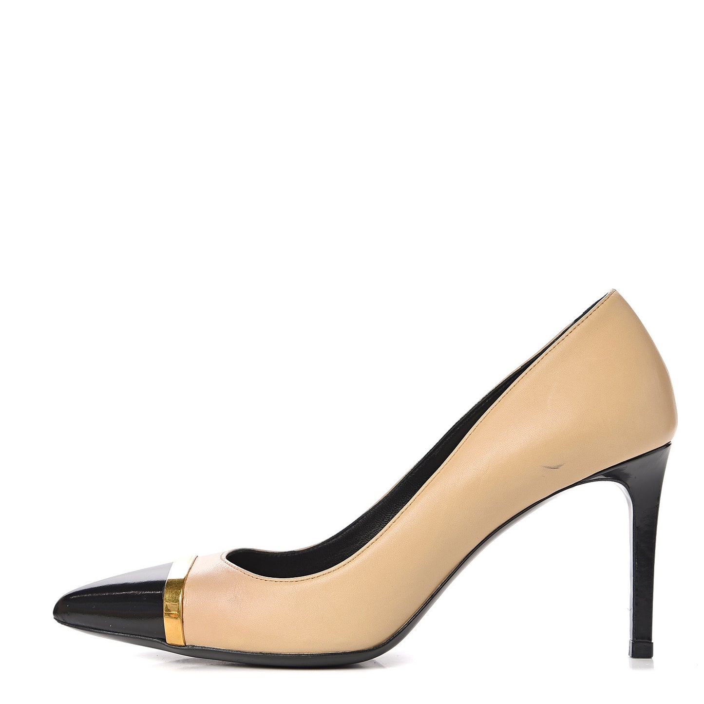 Mat Glossy Nappa Cap Toe Paris 105 Pumps 37 Nude Powder Black