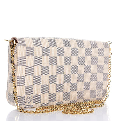 Louis Vuitton Damier Azur Pochette Felicie Chain Wallet Rose Ballerine 3 of 11