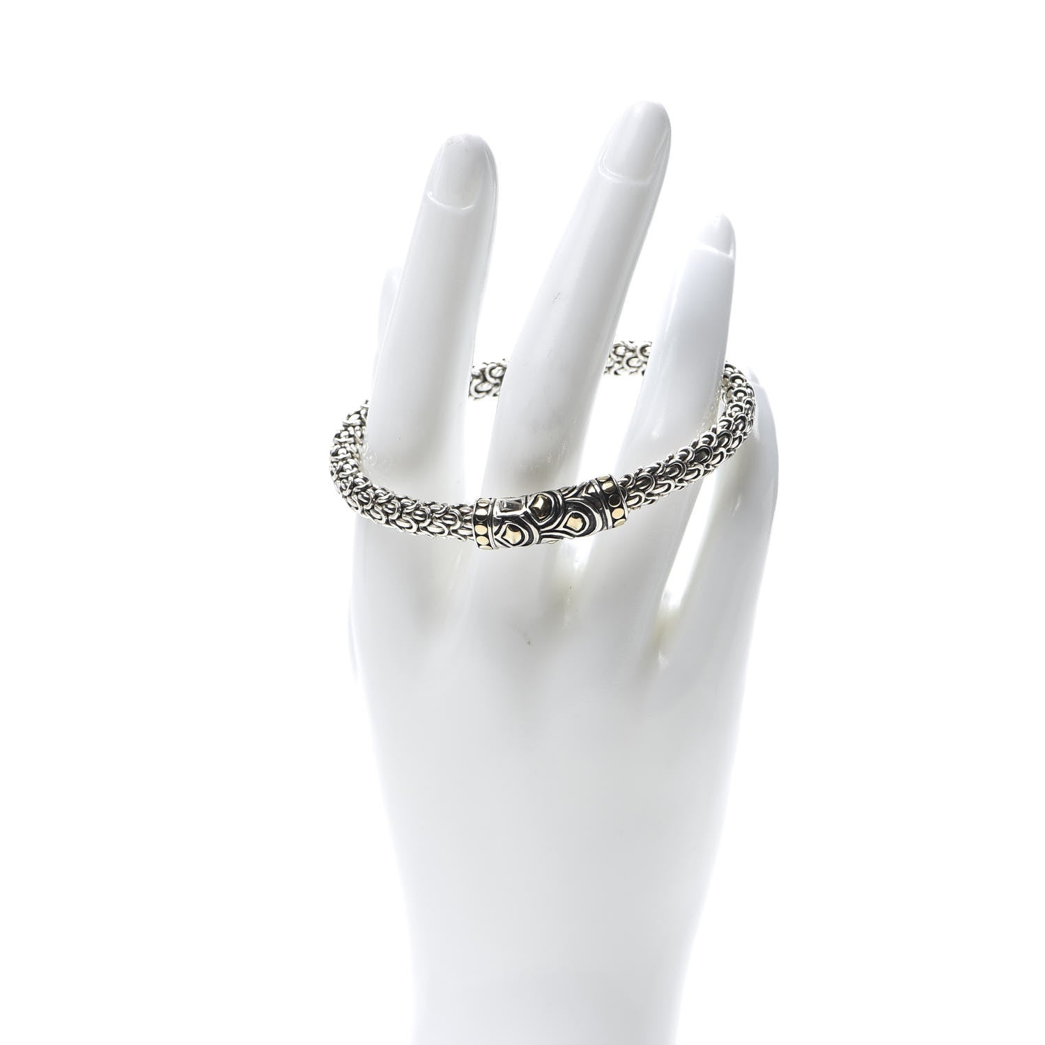 John Hardy Sterling Silver 18K Yellow Gold 6mm Naga Station Bracelet 2 of 6