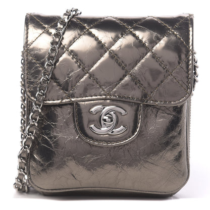 Chanel Crackled Aged Calfskin Mini Crossbody Flap Pewter 1 of 10