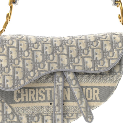 Christian Dior Oblique Embroidered Saddle Bag Gray 8 of 11