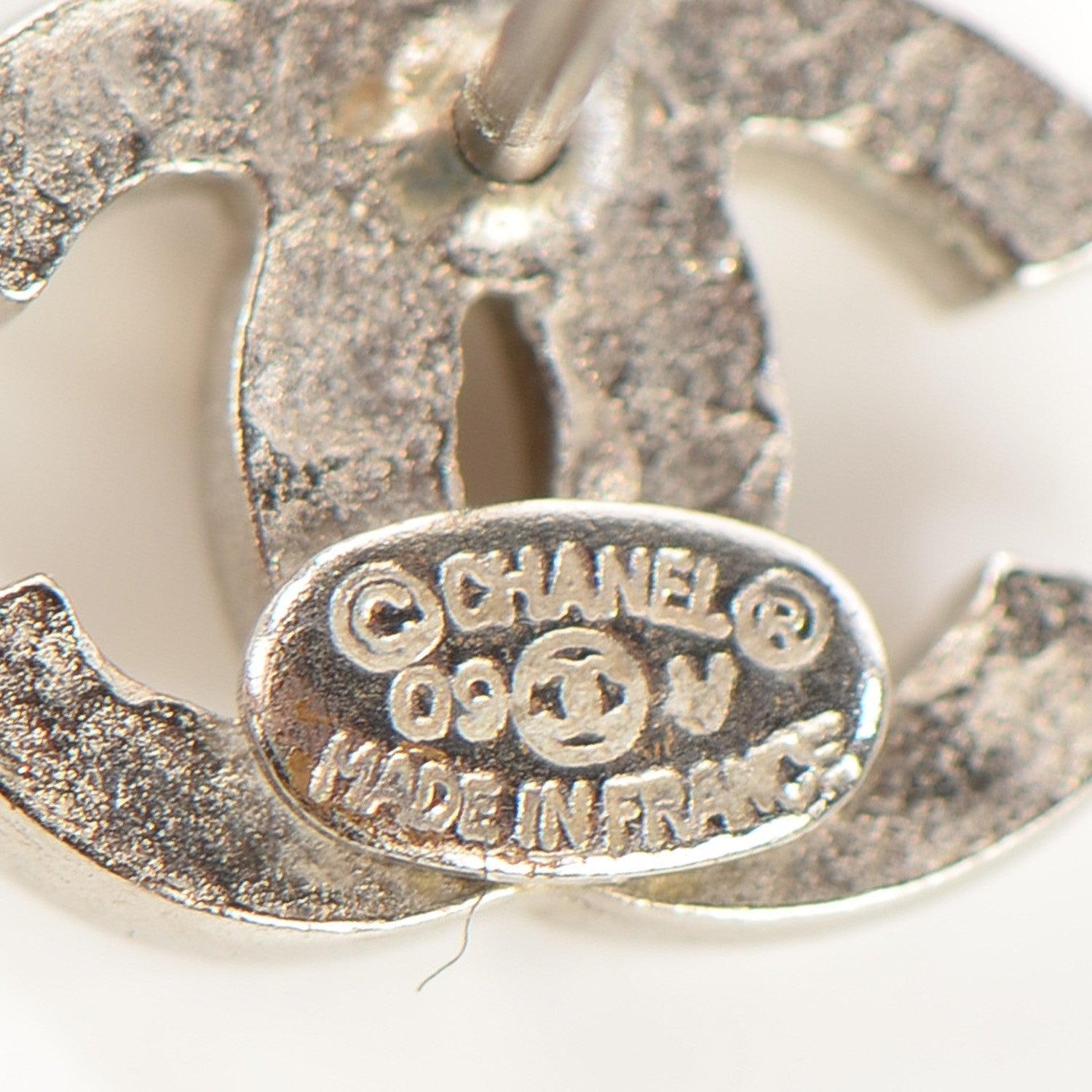 Chanel Crystal Timeless CC Earrings Silver 5 of 5