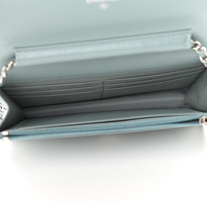 Chanel Caviar Quilted Wallet On Chain WOC Light Blue 4 of 11