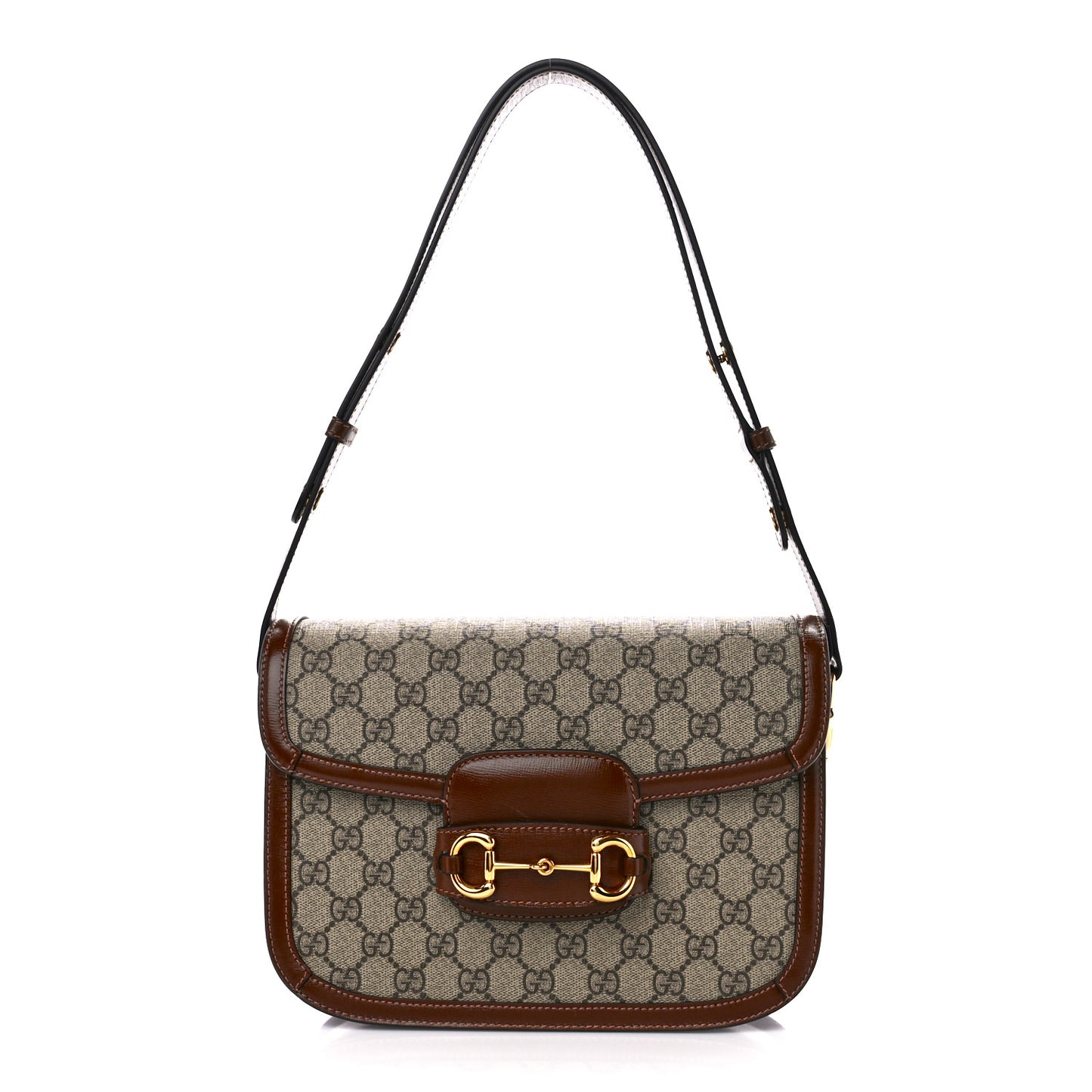 GG Supreme Monogram Horsebit 1955 Shoulder Bag Beige Brown Sugar