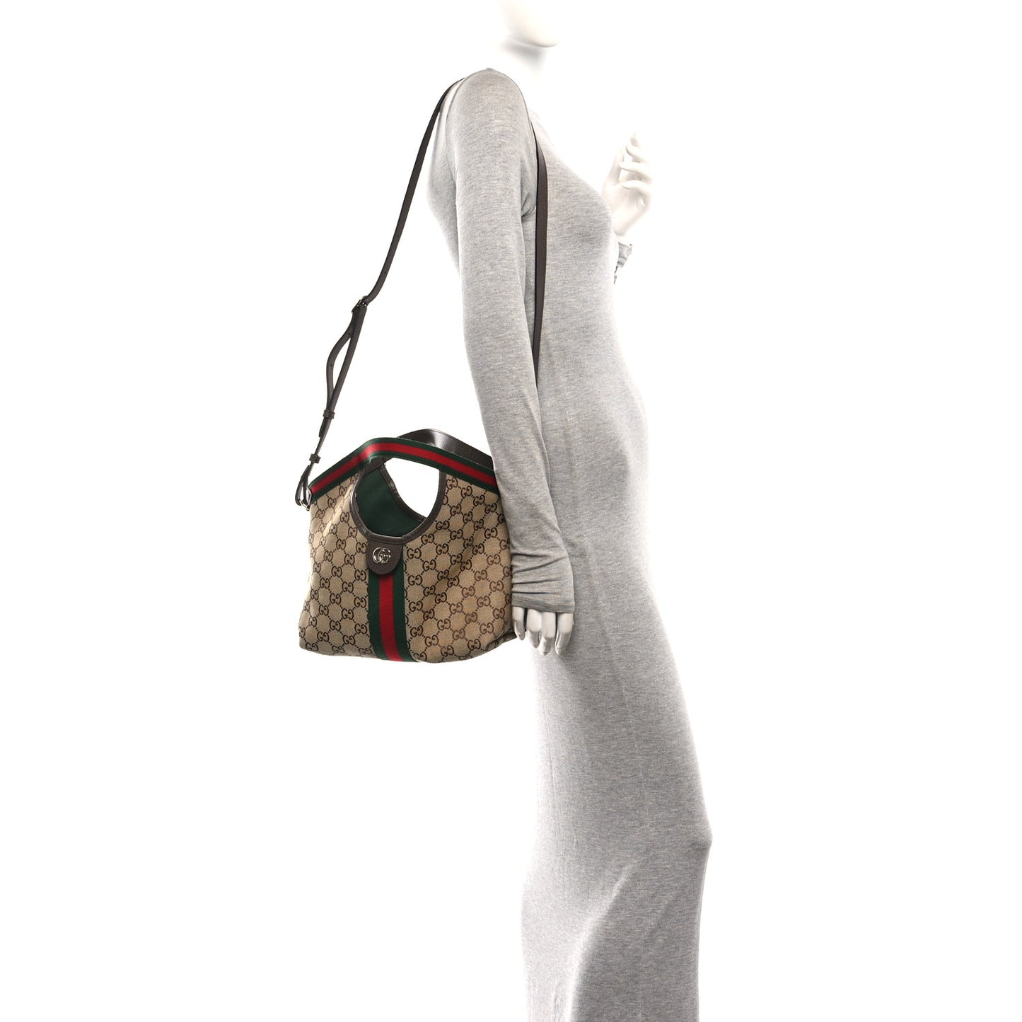 Monogram Web Small Giglio Tote Beige Dark Brown