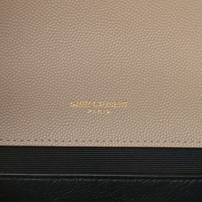 Saint Laurent Grain De Poudre Textured Mixed Matelasse Medium Triquilt Monogram Satchel Dark Beige 7 of 11