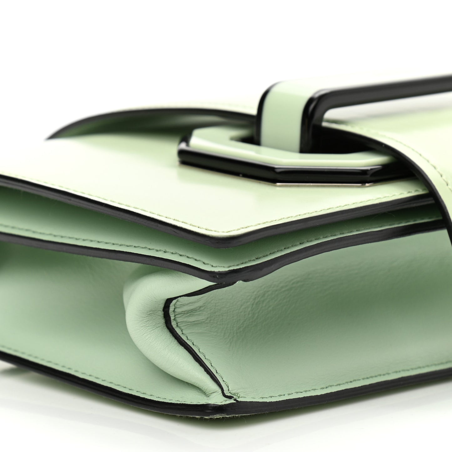 Spazzolato Soft Calfskin Plex Ribbon Bag Acqua