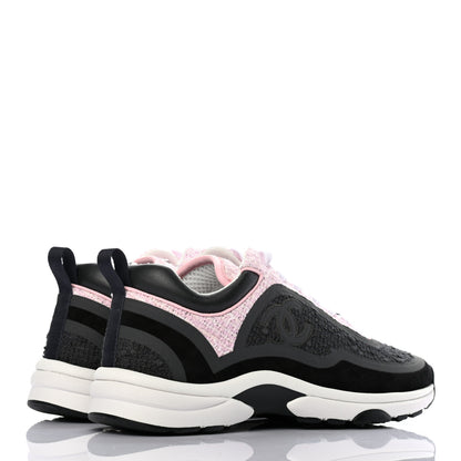 Chanel Tweed Suede Calfskin CC Sneakers 36.5 Gray Pink 4 of 7