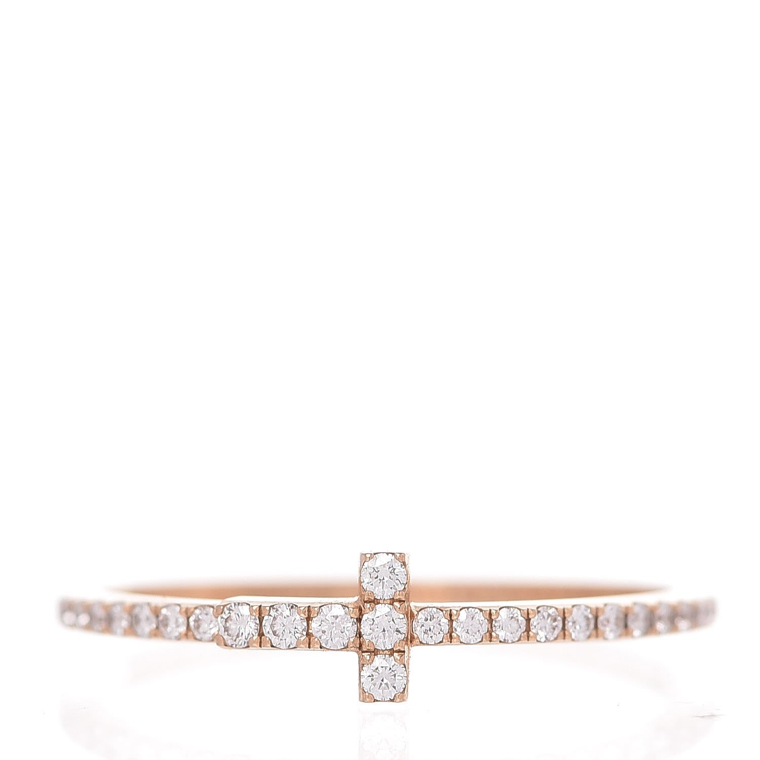 Tiffany 18K Rose Gold Diamond T Wire Pave Ring 58 8.25 1 of 5