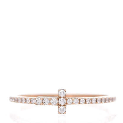 Tiffany 18K Rose Gold Diamond T Wire Pave Ring 58 8.25 1 of 5
