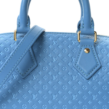 Louis Vuitton Calfskin Nanogram Embossed Speedy Bandouliere 20 Blue 6 of 8