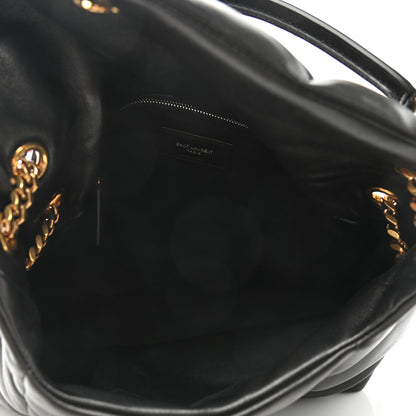 Saint Laurent Lambskin Quilted Medium Loulou Puffer Monogram Chain Satchel Black 7 of 11