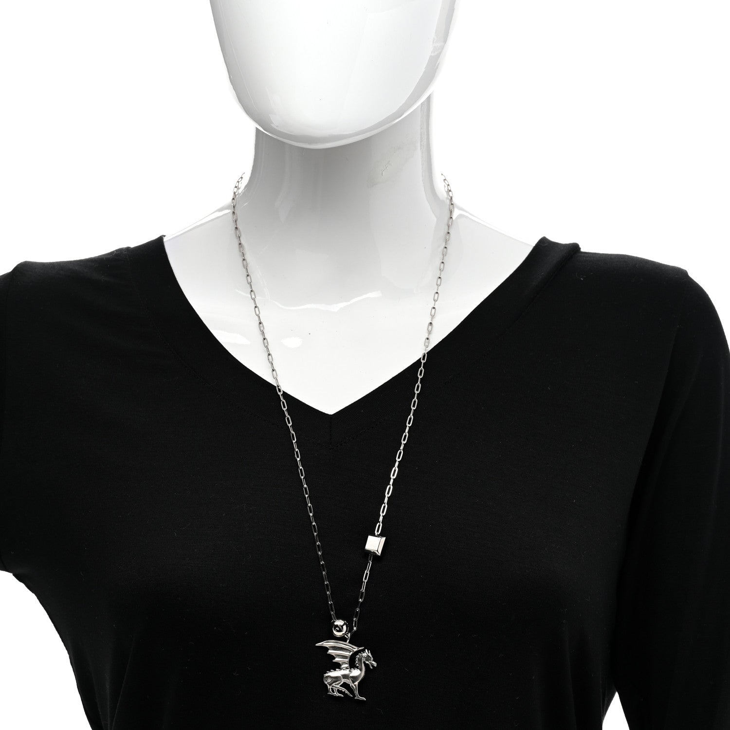 Hermes Palladium Talismans Dragon Aile Pendant Necklace 2 of 6