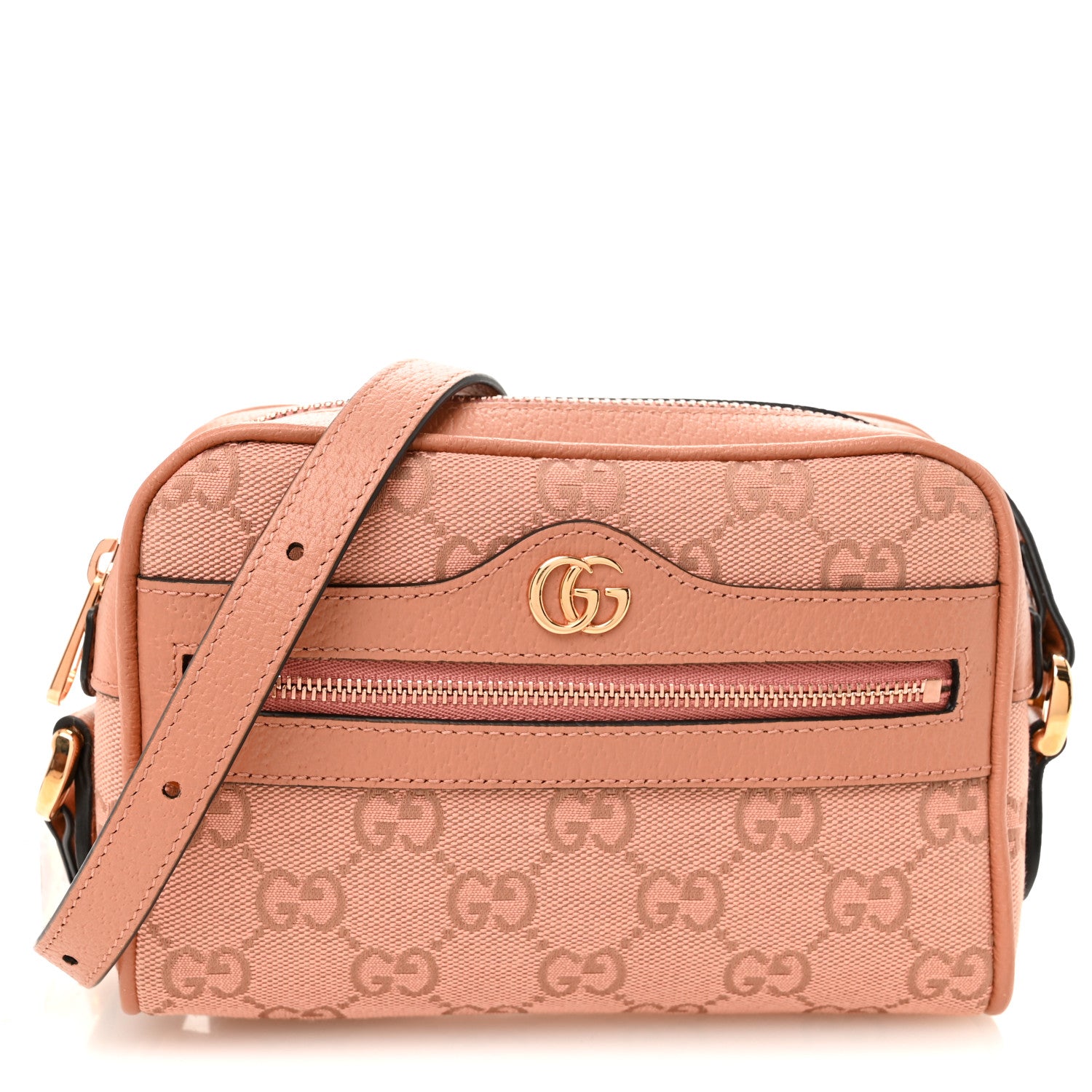 Gucci Monogram Textured Dollar Calfskin Mini Ophidia Shoulder Bag Cloche Rose Pink 1 of 11