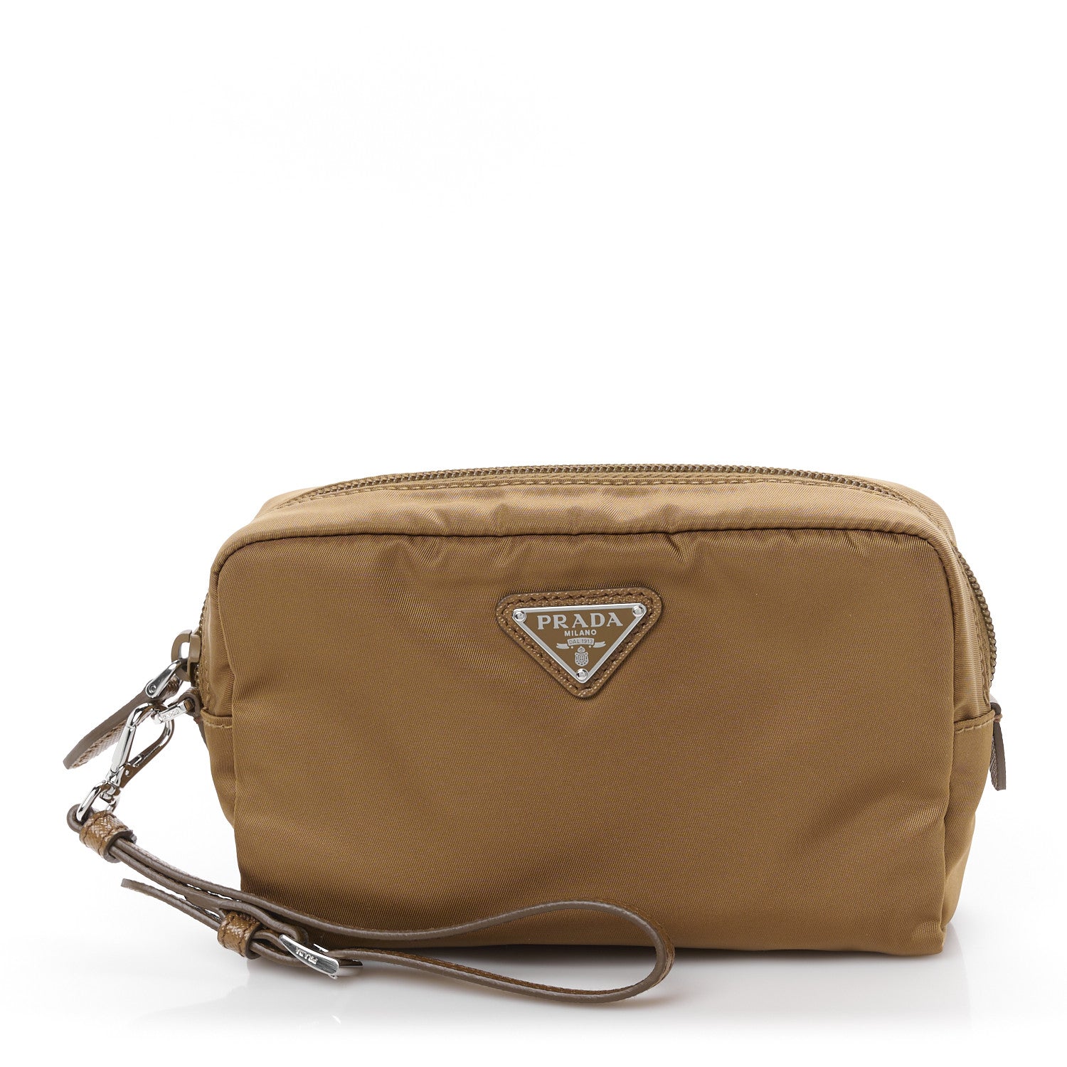 Prada Re-Nylon Vela Saffiano Wristlet Brandy 1 of 11