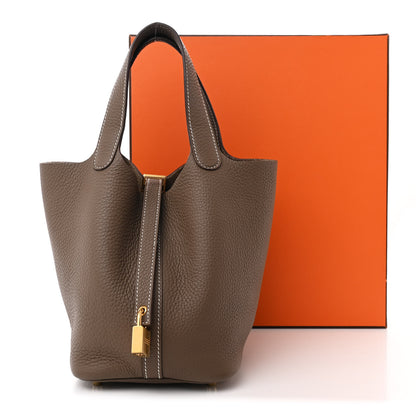 Hermes Taurillon Clemence Picotin Lock 18 PM Etoupe 11 of 11