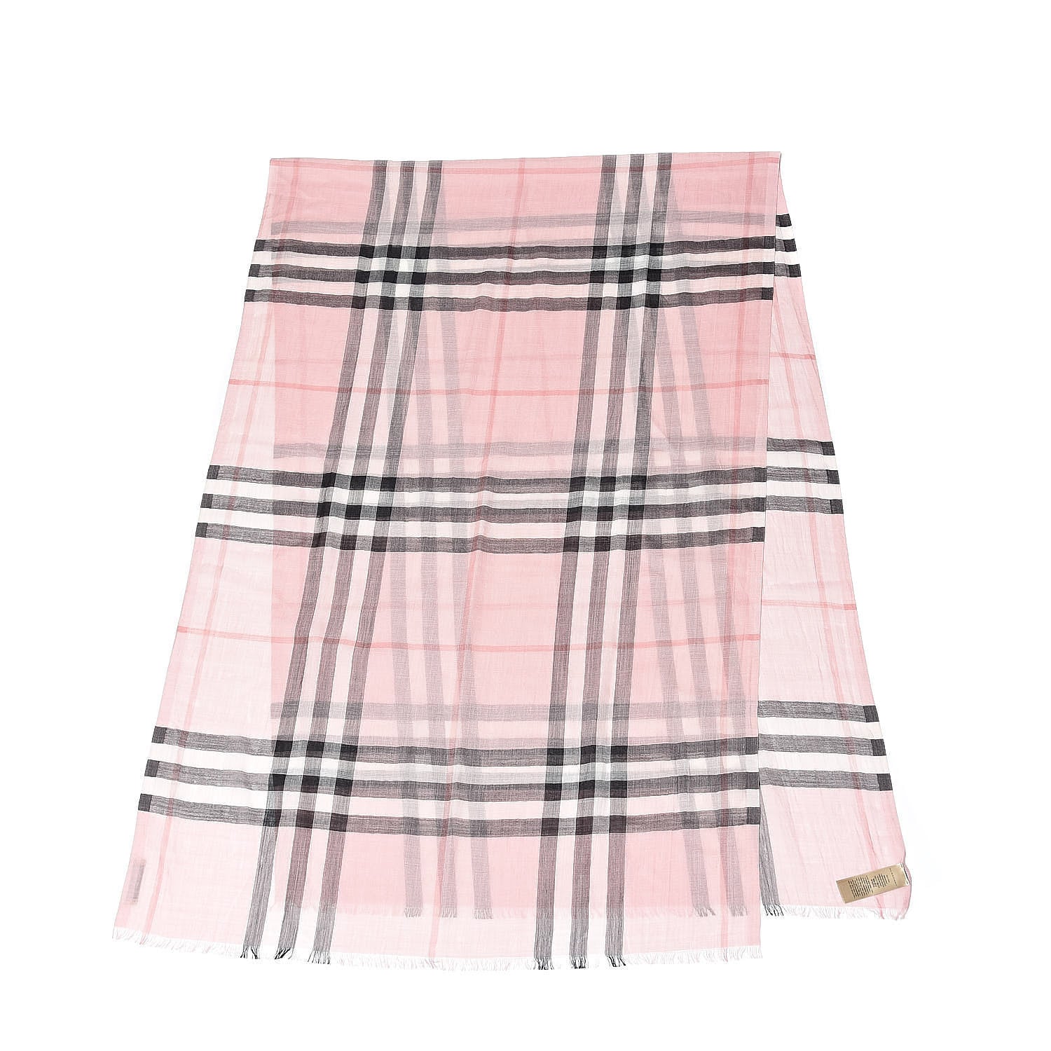 Burberry Wool Silk Gauze Giant Check Scarf Alabaster Pink 3 of 4