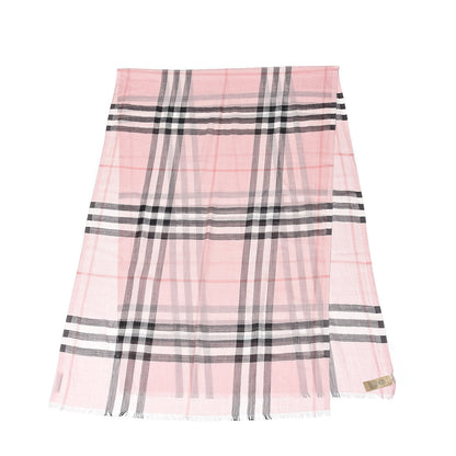 Burberry Wool Silk Gauze Giant Check Scarf Alabaster Pink 3 of 4