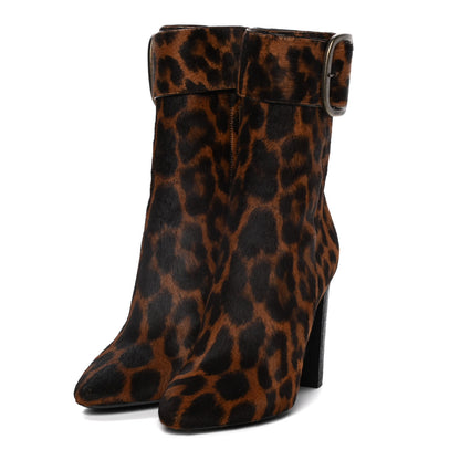 Saint Laurent Pony Hair Joplin Buckle Booties 37.5 Naturale 3 of 15