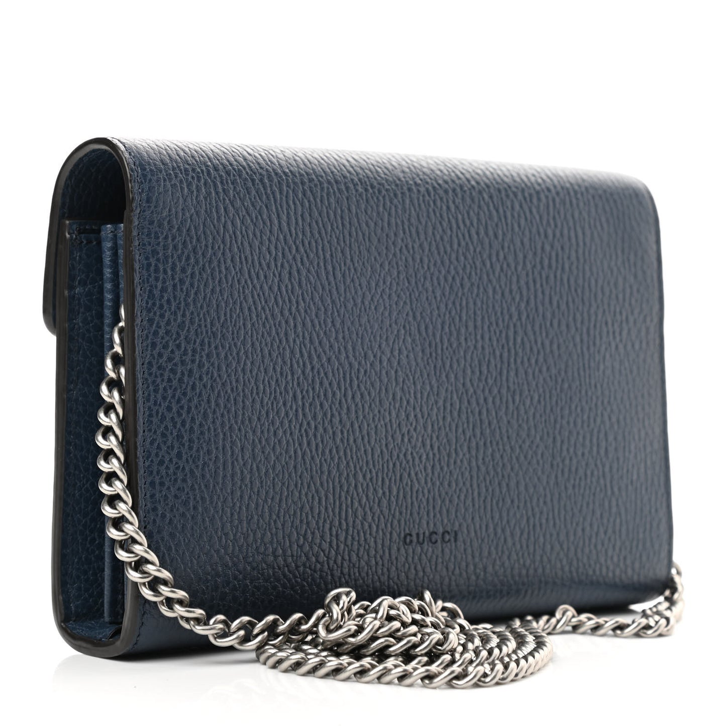 Dollar Calfskin Crystal Mini Dionysus Chain Wallet Blue Agata Black Diamond