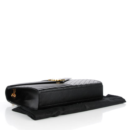 Saint Laurent Grain De Poudre Matelasse Chevron Large Monogram Satchel Black 4 of 8