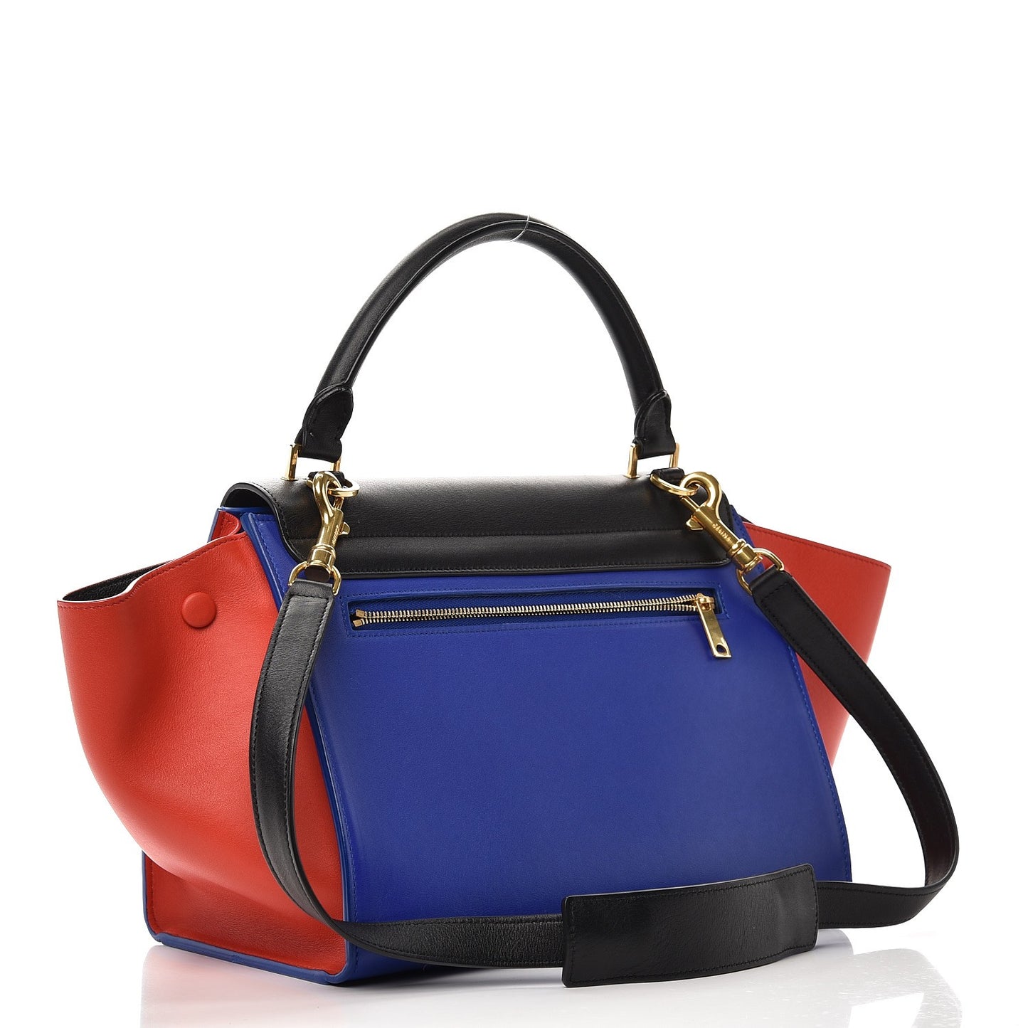 Smooth Calfskin Small Tri-Color Trapeze Black
