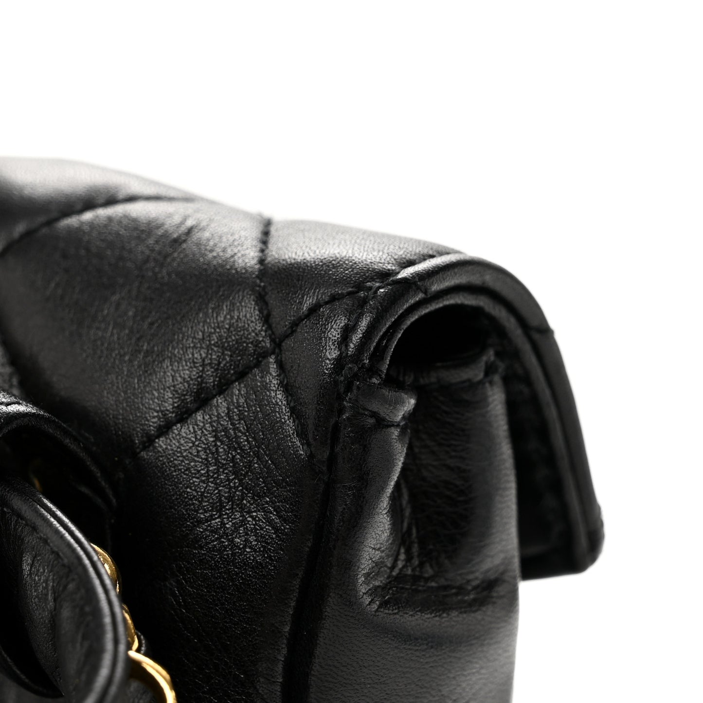 Lambskin Quilted Flap Waist Belt Bag 75 30 Black