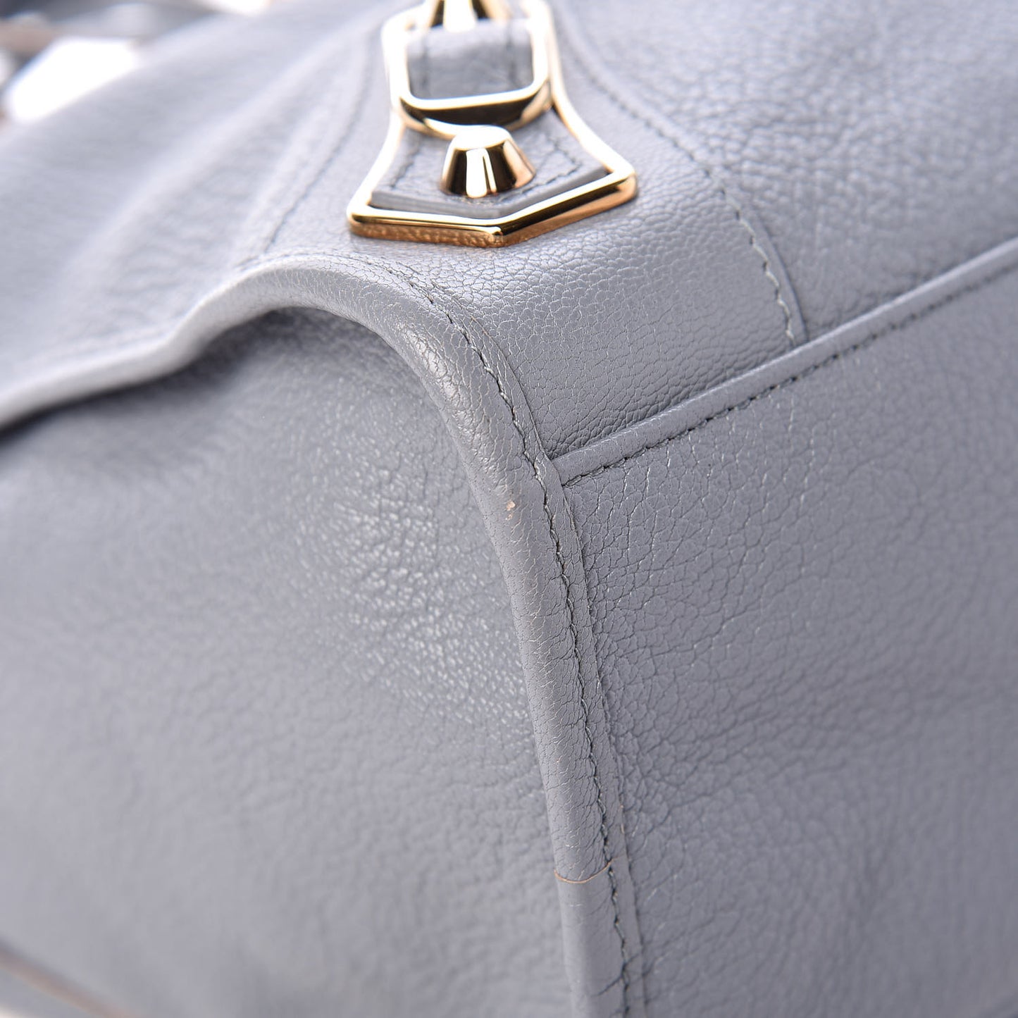 Chevre Gold Metallic Edge Hardware City Bleu Acier