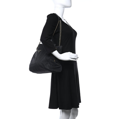 Prada Tessuto Nylon Chain Shoulder Bag Black 2 of 12