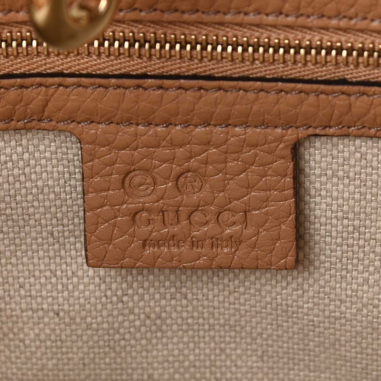 Gucci Pebbled Calfskin Medium Soho Chain Shoulder Bag Camelia 5 of 10