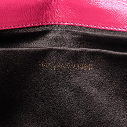 Saint Laurent Textured Patent Monogram Large Belle De Jour Clutch Fuchsia 5 of 11