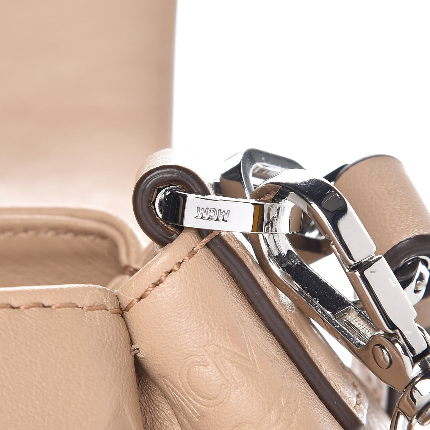 Calfskin Signature Monogram Small Crossbody Bag Beige