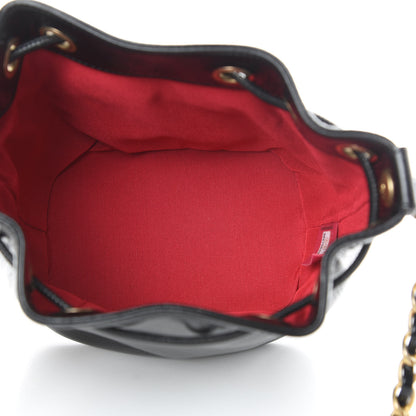 Chanel Shiny Aged Calfskin CC Chain Mini Drawstring Bag Black 5 of 10