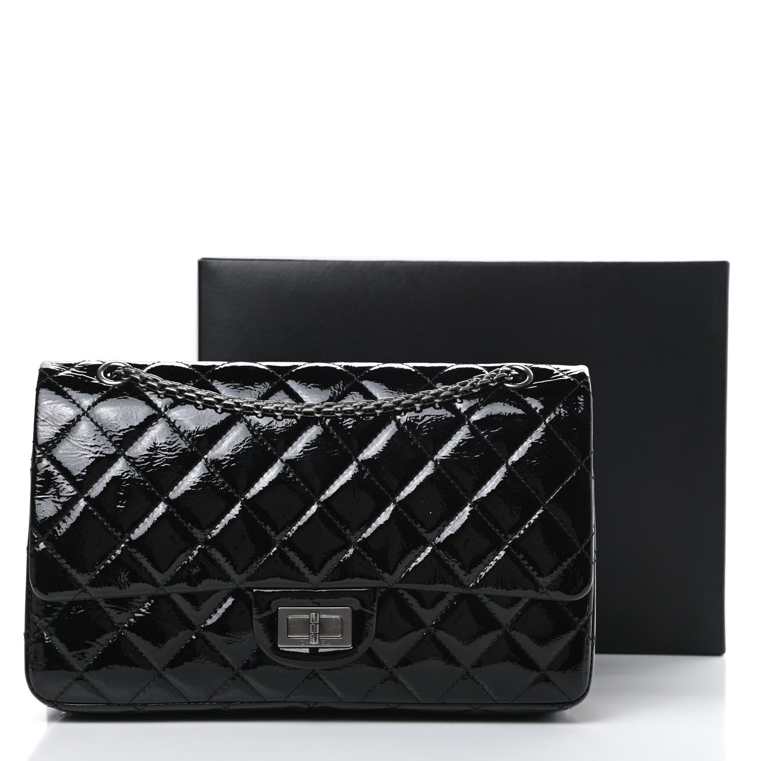 Chanel Distressed Patent Quilted 2.55 Reissue 227 Flap Black 18 of 18