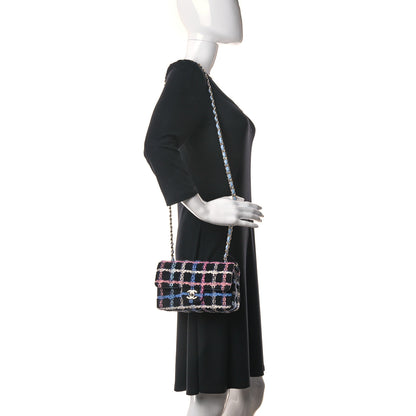 Chanel Tweed Quilted Mini Rectangular Flap Black Pink Blue Ecru 2 of 11