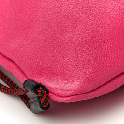 Gucci Grained Calfskin Logo Drawstring Backpack Box Pink Green Black 10 of 11