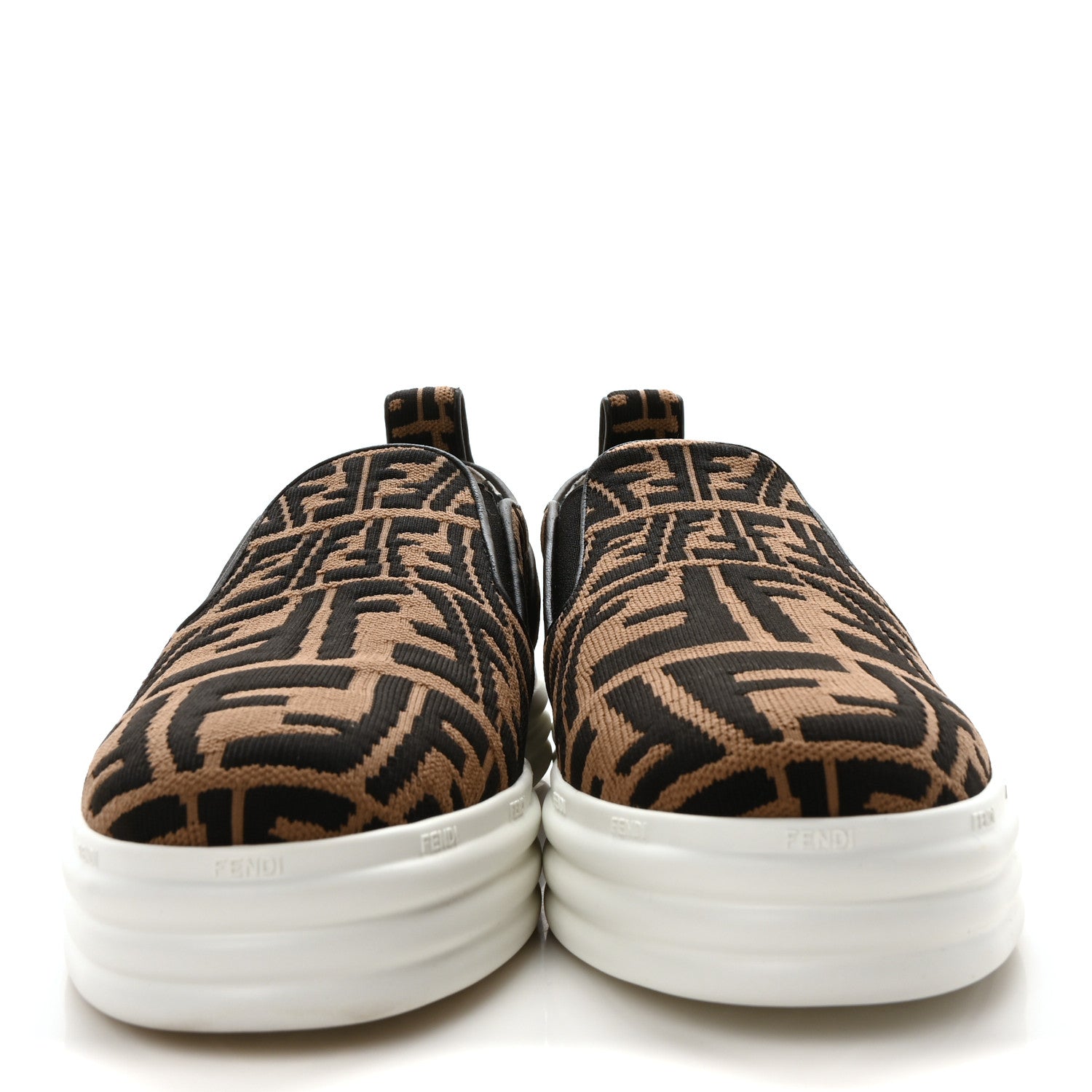 Fendi X SARA COLEMAN Canvas FF Vertigo Embroidered Womens Rise Slip On Sneakers 39 Tobacco Black 3 of 8