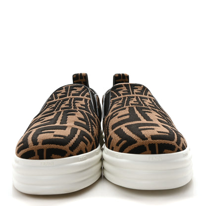 Fendi X SARA COLEMAN Canvas FF Vertigo Embroidered Womens Rise Slip On Sneakers 39 Tobacco Black 3 of 8