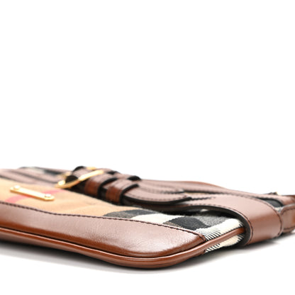 Burberry House Check Bridle Calfskin Peyton Crossbody Dark Tan 11 of 11
