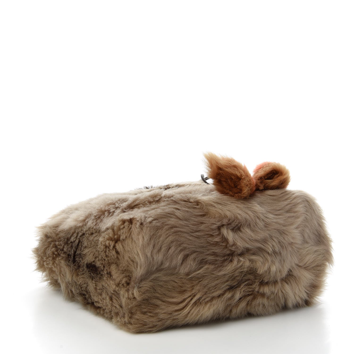 Prada Montone Shearling Fox Fur Saffiano Shoulder Bag Brown 4 of 10
