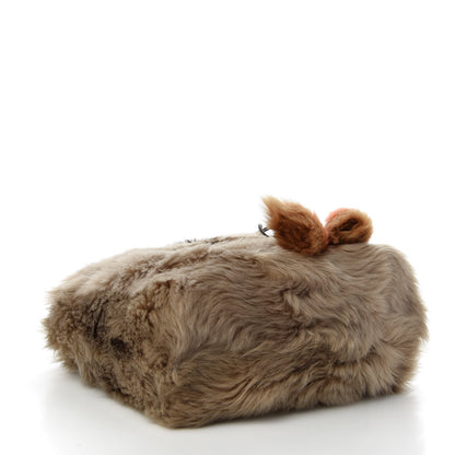 Prada Montone Shearling Fox Fur Saffiano Shoulder Bag Brown 4 of 10